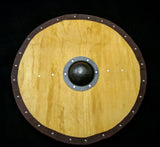 Standard - Viking Round Shield - Stained With Leather Tacked Edge