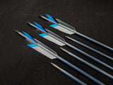 DAC Custom - Hand Fletched Target Point Arrows - Blue / Grey Splice (30 - 35# @ 31") (Set of 6)