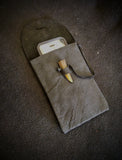 Small Leather Belt Pouch With Horn Closure
