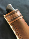 Custom - Bowie Knife with Brown Tooled Sheath - Large