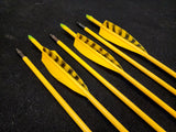 Hand Fletched Target Point Arrows - Yellow / Barred (40 - 45# @ 31") (Set of 6)