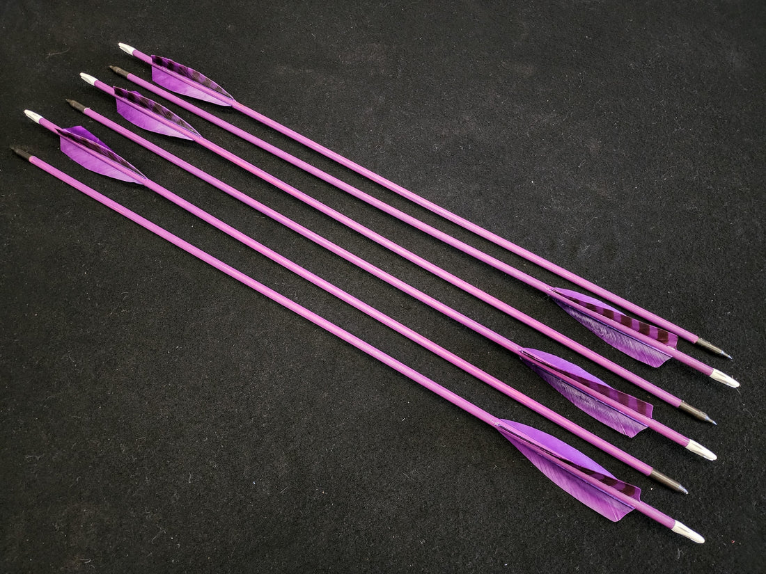 DAC Custom - Hand Fletched Target Point Arrows - Purple / Barred (40 - 45# @ 31") (Set of 6)