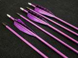 Hand Fletched Target Point Arrows - Purple / Barred (40 - 45# @ 31") (Set of 6)