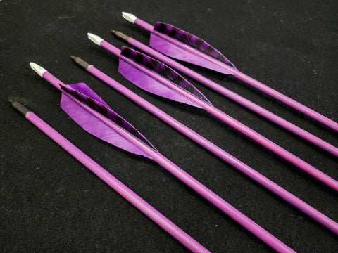 Hand Fletched Target Point Arrows - Purple / Barred (40 - 45# @ 31") (Set of 6)