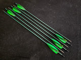 Hand Fletched Target Point Arrows - Green / Barred (40 - 45# @ 31") (Set of 6)