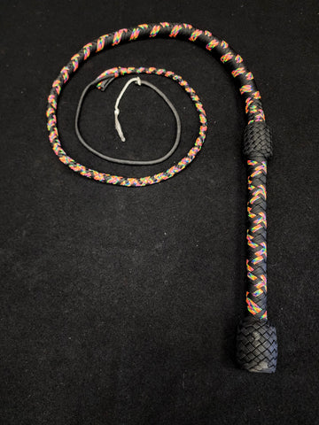 4 Foot Paracord Whip - Rainbow / Black