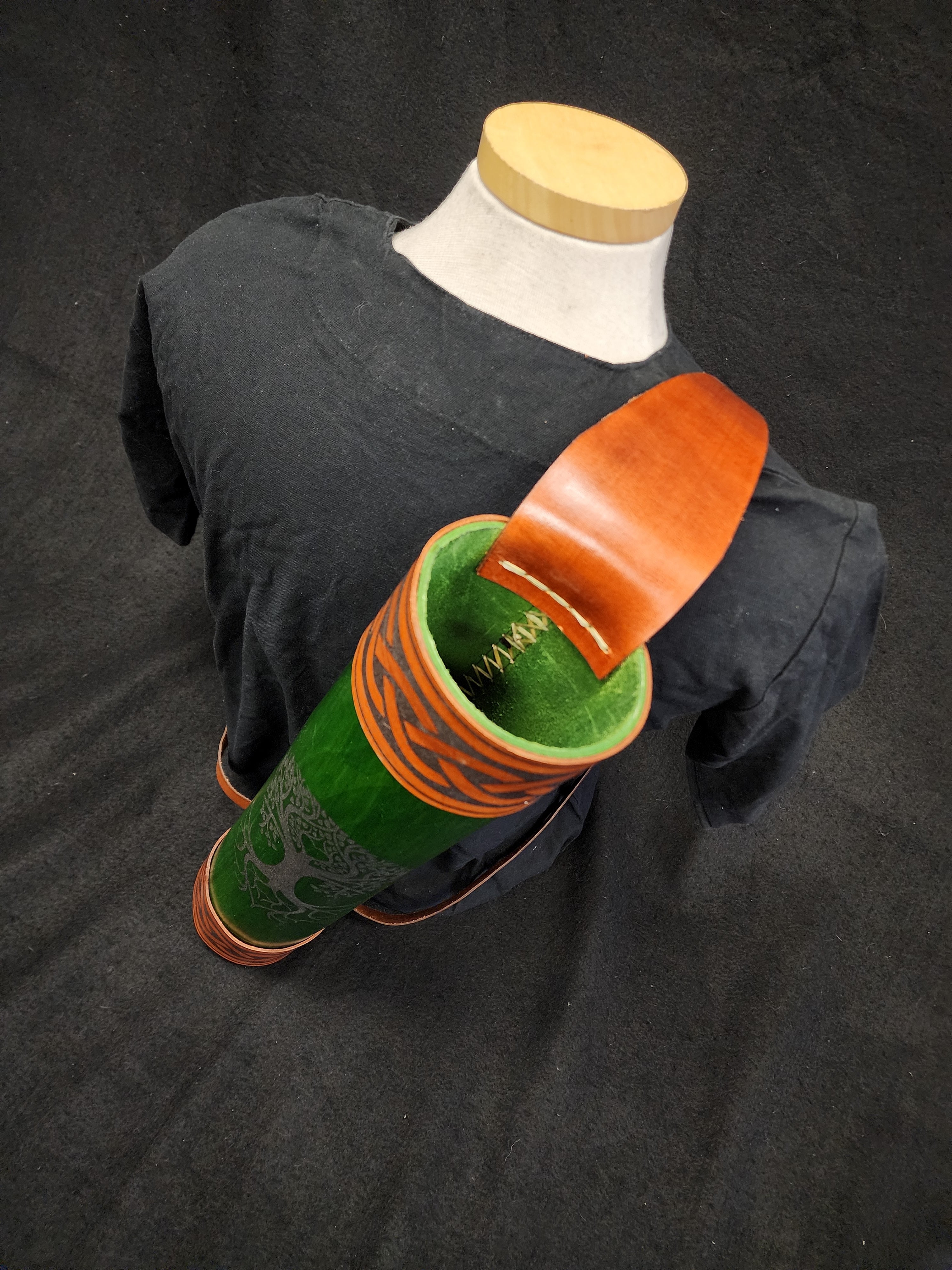 DAC Custom - Leather Back Quiver - Green / Brown Tree of Life