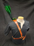 Handmade Leather Back Quiver - Green / Brown Tree of Life