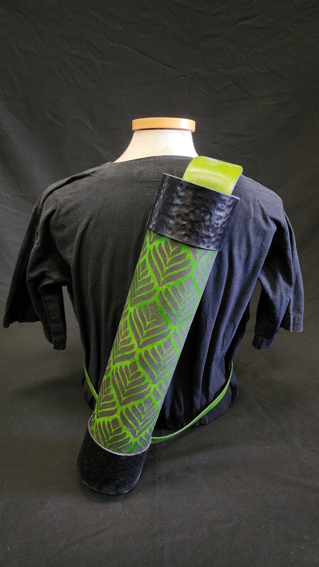 DAC Custom - Leather Back Quiver - Green / Black - Floral