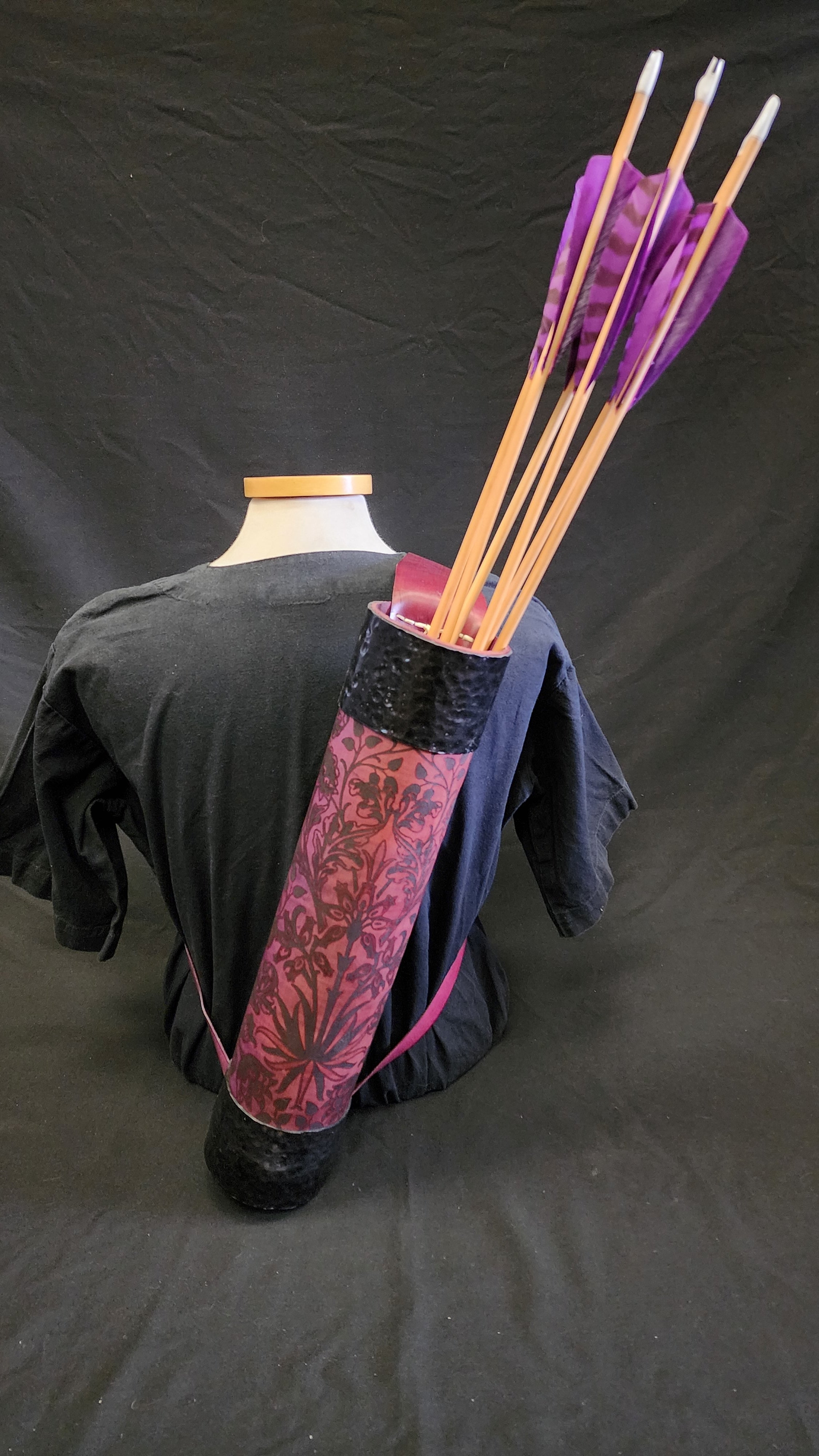 DAC Custom - Leather Back Quiver - Purple / Black - Floral