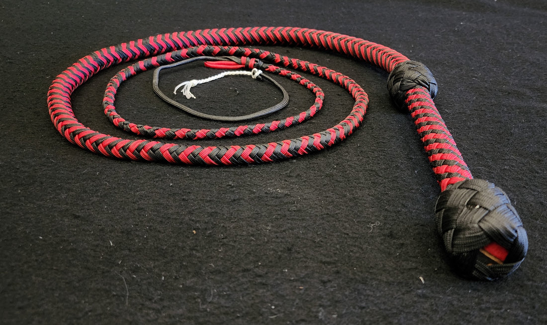 6 Foot Paracord Whip - Red / Black
