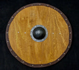 Standard - Viking Round Shield - Stained With Leather Tacked Edge