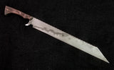 Custom - Large File Work Seax, w/ Red Tooled Leather Sheath