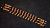 Hand Fletched Target Point Arrows - Brown / Grey (35- 40# @ 31") (Set of 6)