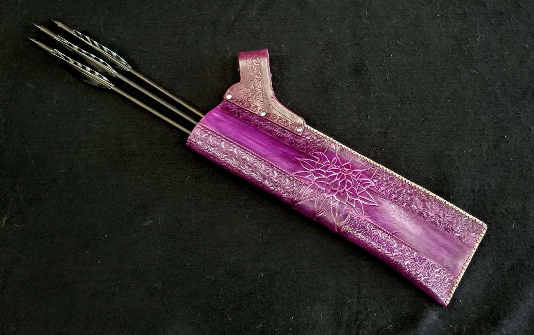 DAC Custom - Leather Belt Quiver - Hand Tooled Lotus Flower