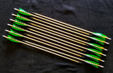Hand Fletched Target Point Arrows - Green / Yellow & Barred (40 - 45# @ 31") (Set of 12)