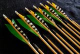 DAC Handmade - Fletched Target Point Arrows - Green / Yellow & Barred (40 - 45# @ 31") (Set of 12)