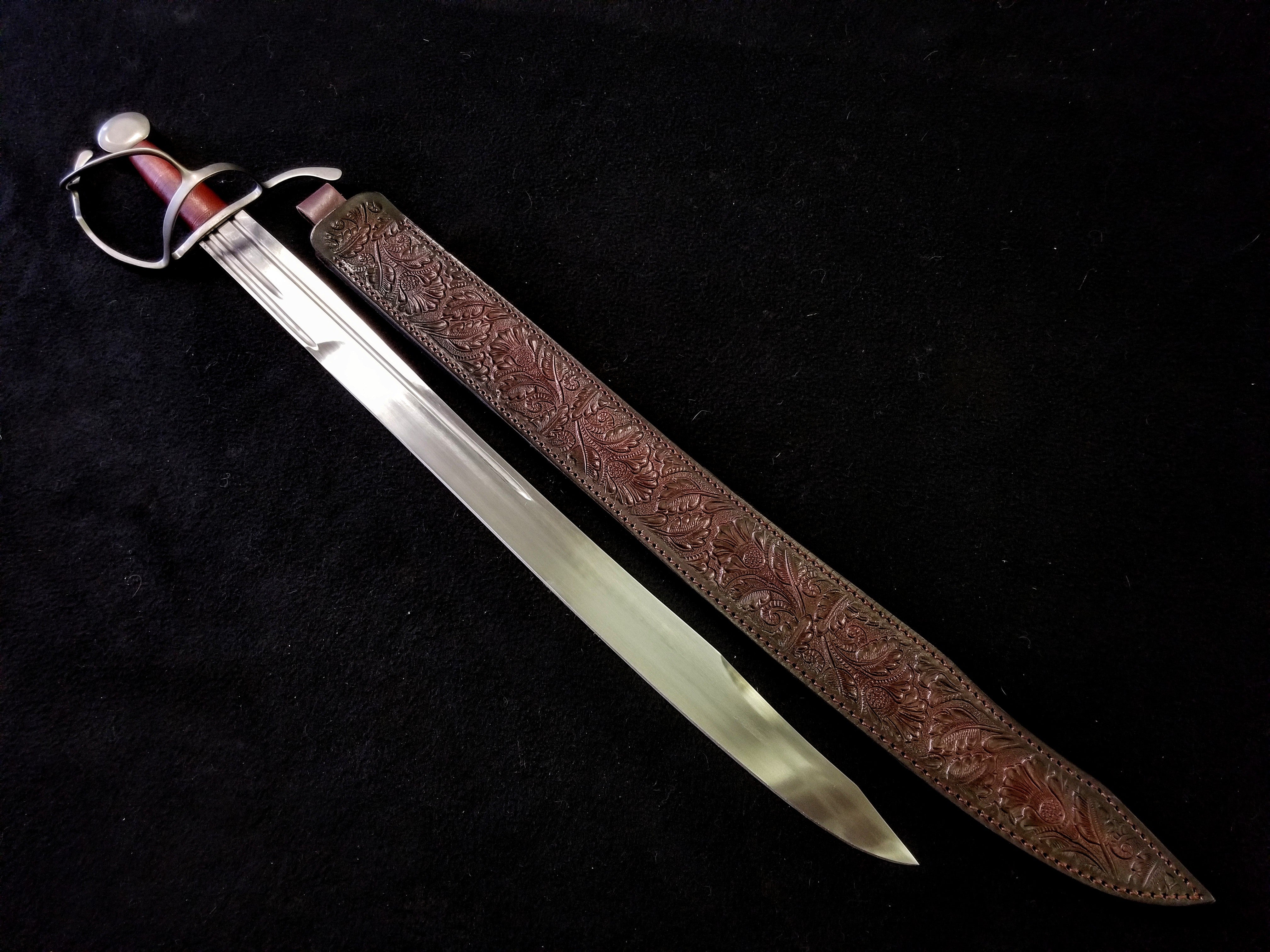 Atrim - Cutlass With Tooled Leather Sheath (Sharp)