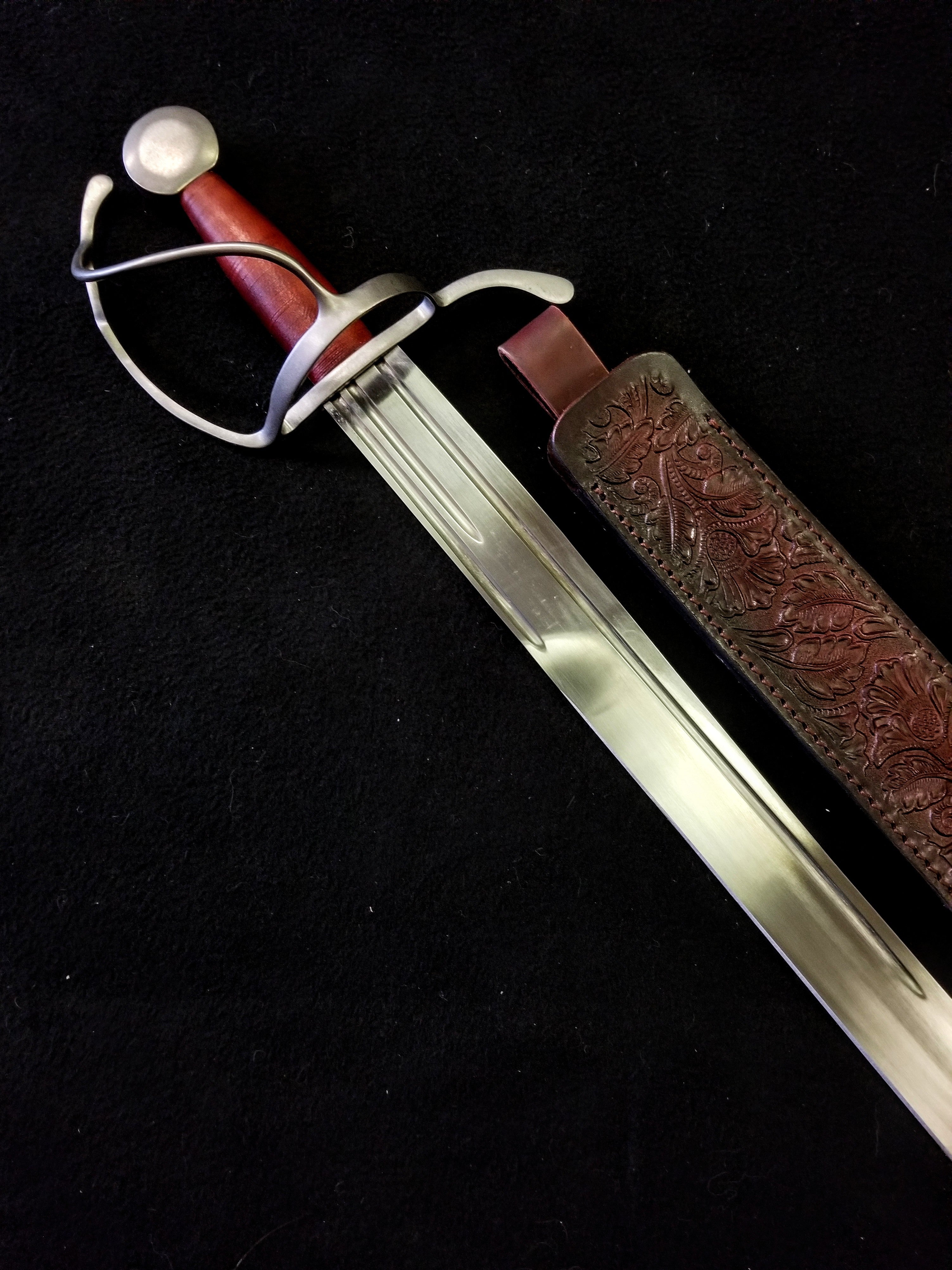 Atrim - Cutlass With Tooled Leather Sheath (Sharp)