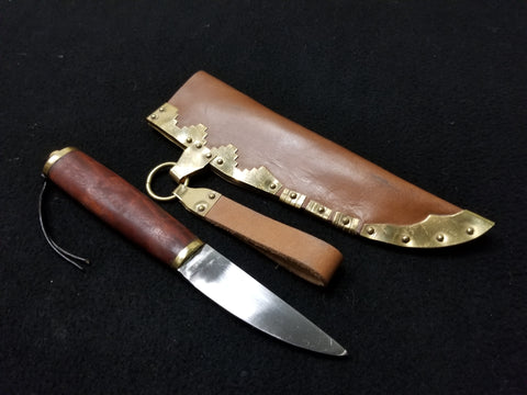 Viking Utility Knife with Brass Detailed Scabbard