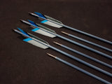 Custom - Hand Fletched Target Point Arrows - Blue / Grey Splice (30 - 35# @ 31") (Set of 6)