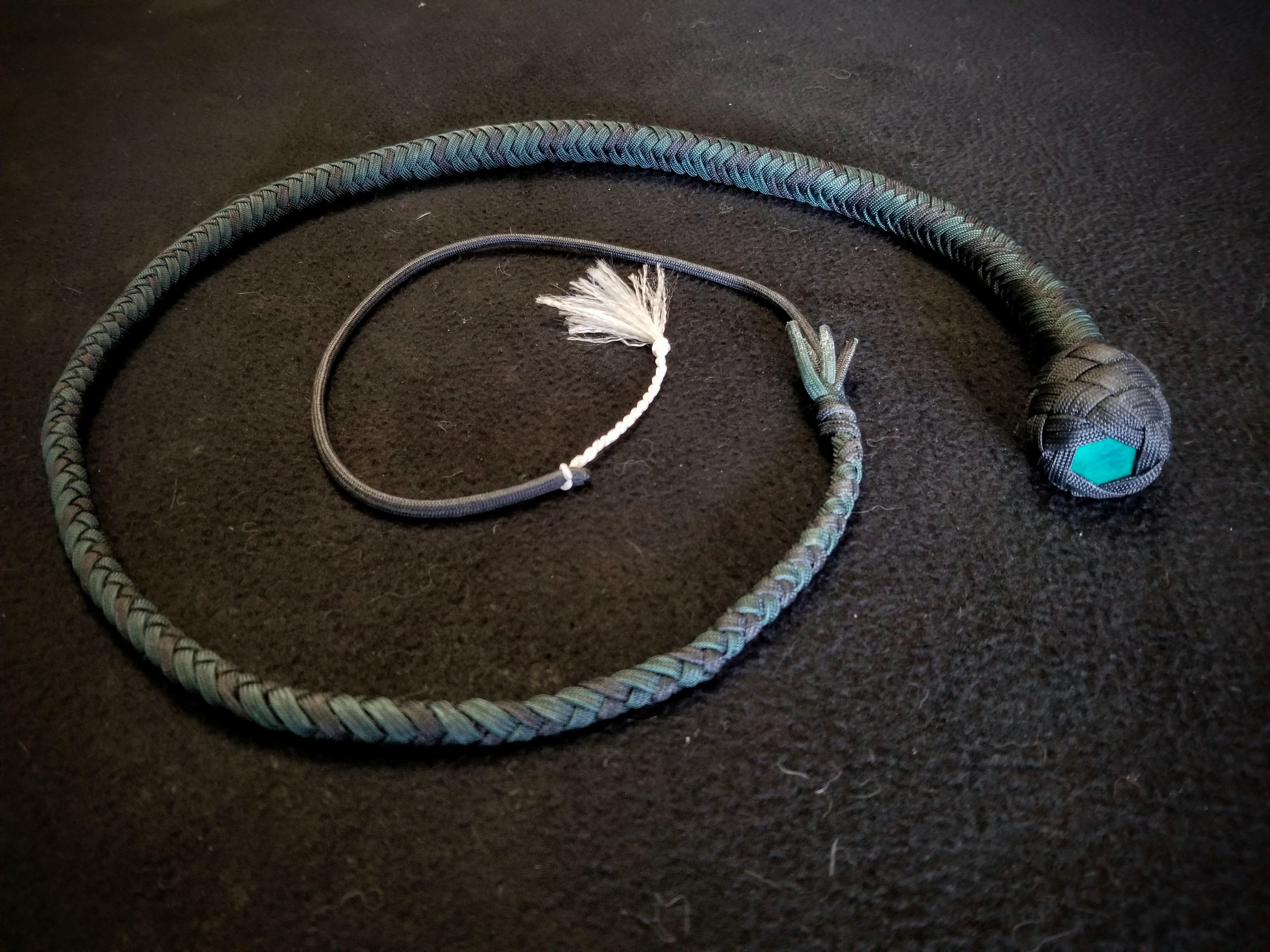 3 Foot Paracord Pocket Whip - Forest Green / Black