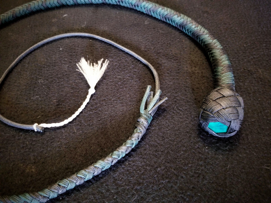 3 Foot Paracord Pocket Whip - Forest Green / Black