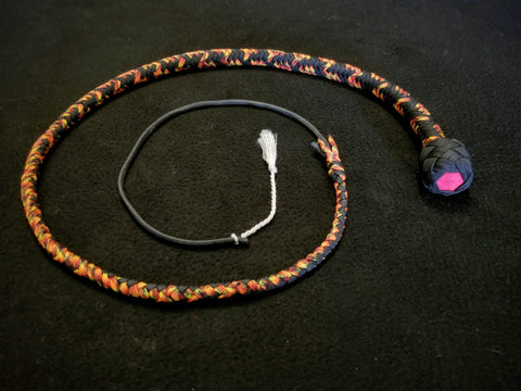 3 Foot Paracord Pocket Whip - Fire Camo / Black