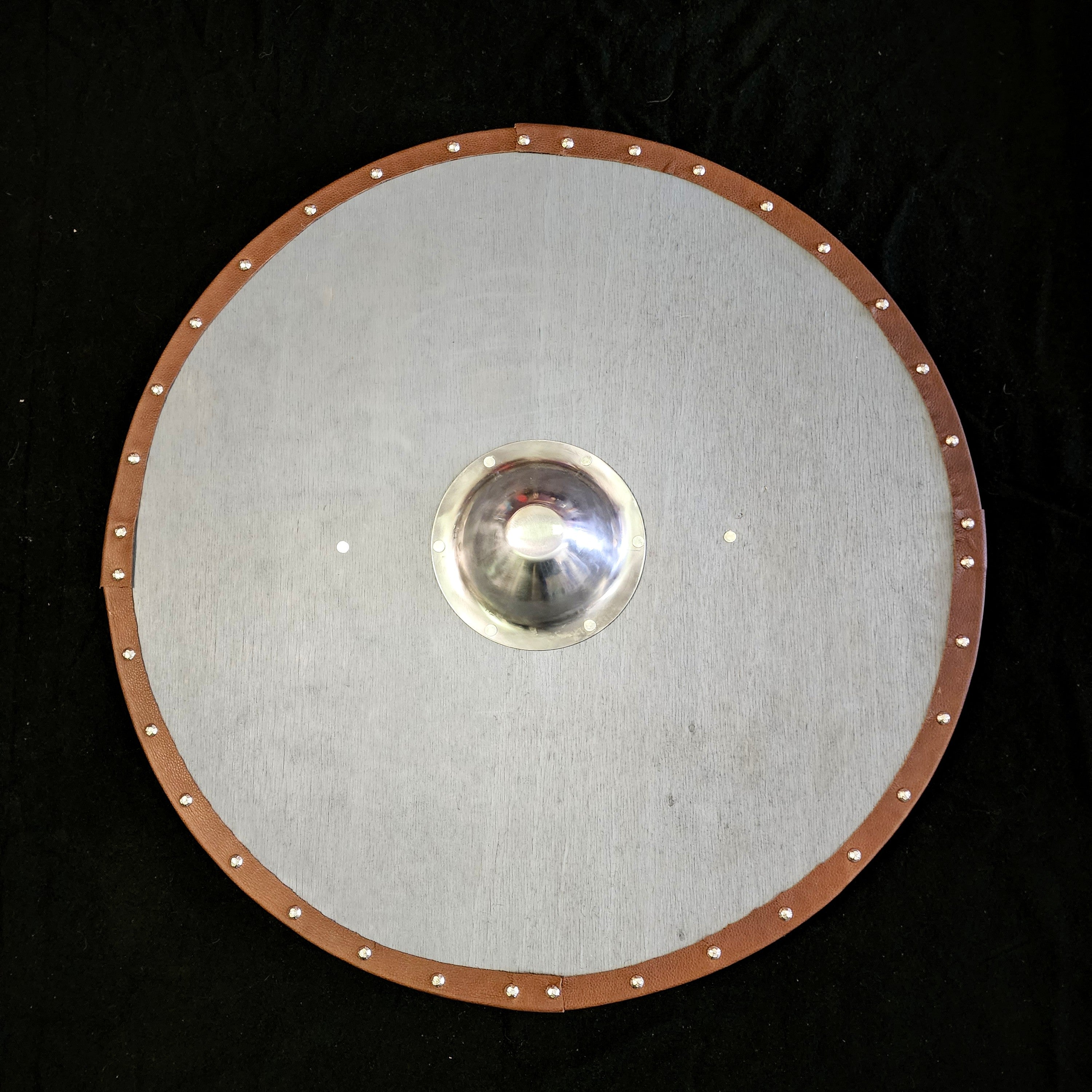 DAC Handmade - Viking Round Shield - Stained With Leather Tacked Edge
