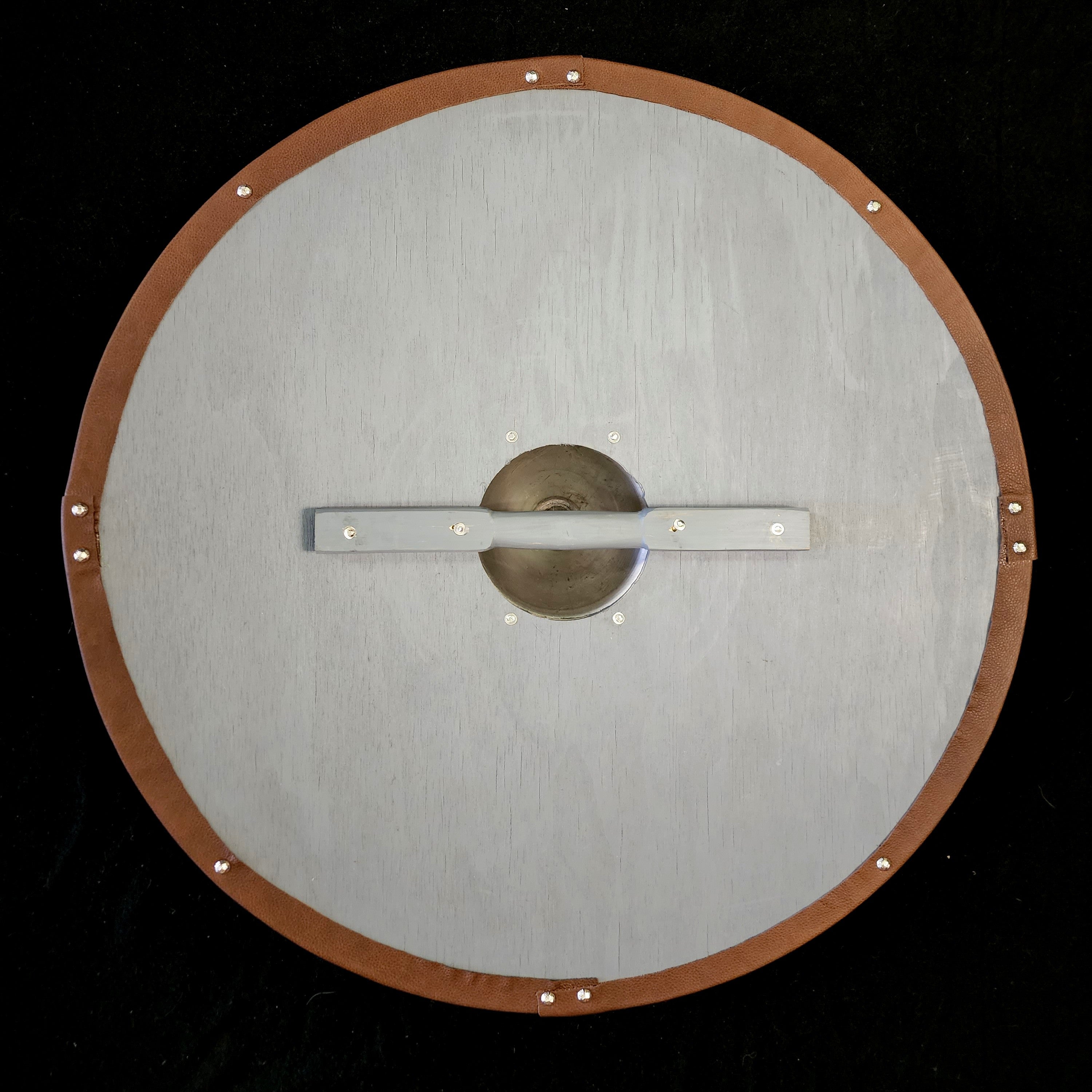 DAC Handmade - Viking Round Shield - Stained With Leather Tacked Edge