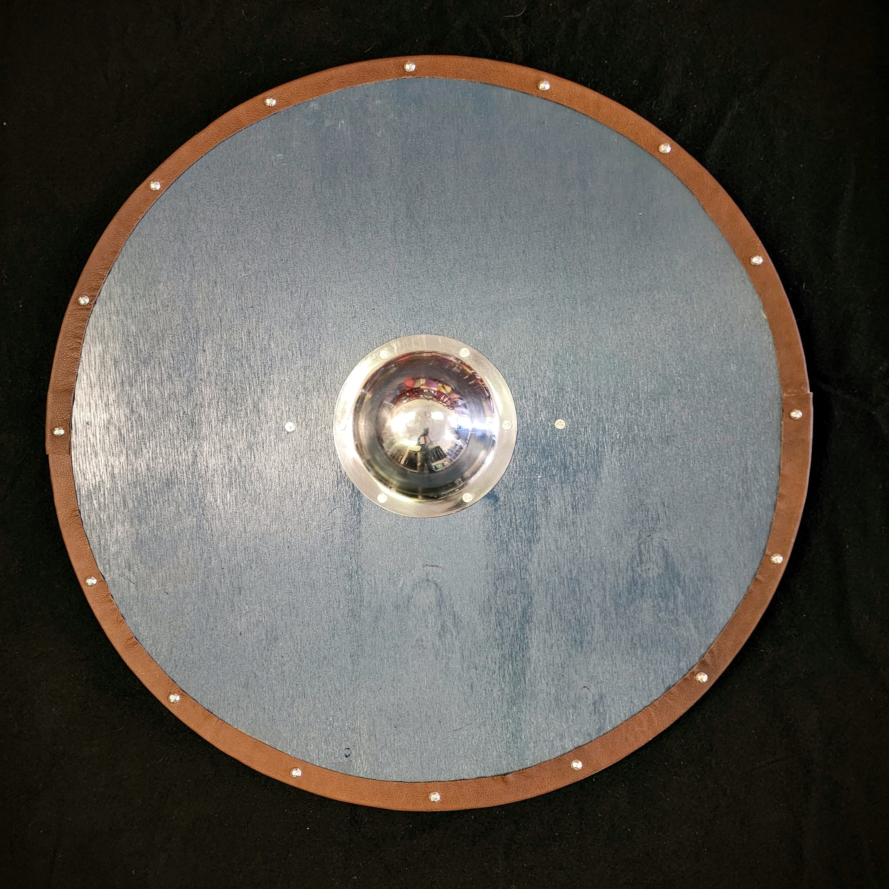 DAC Handmade - Viking Round Shield - Stained With Leather Tacked Edge