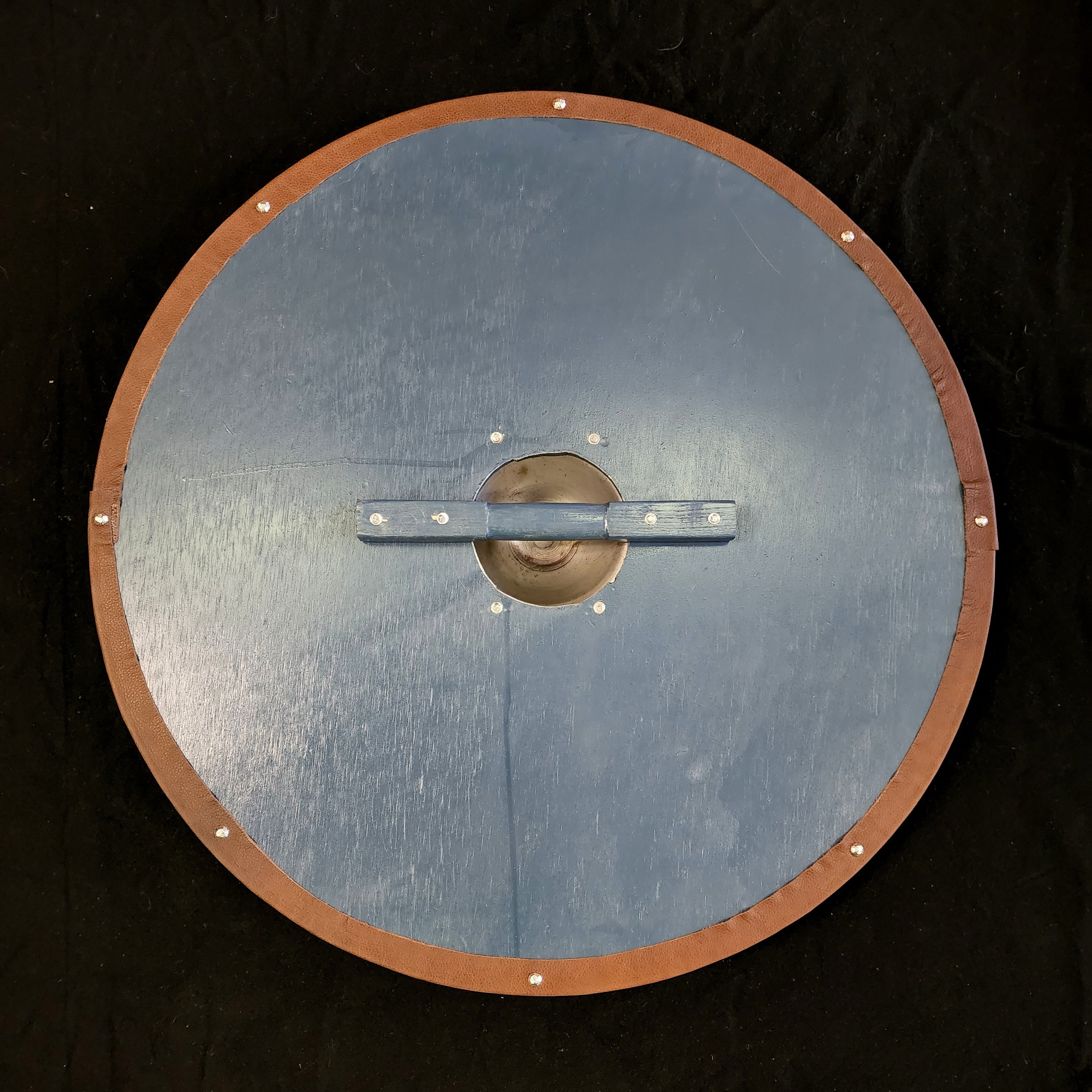 DAC Handmade - Viking Round Shield - Stained With Leather Tacked Edge