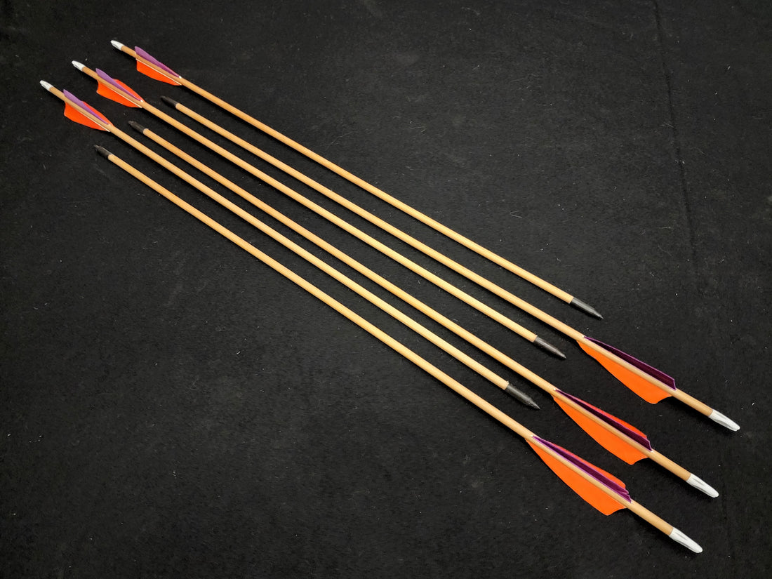 DAC Custom - Hand Fletched Target Point Arrows - Orange / Purple (40 - 45# @ 31") (Set of 6)