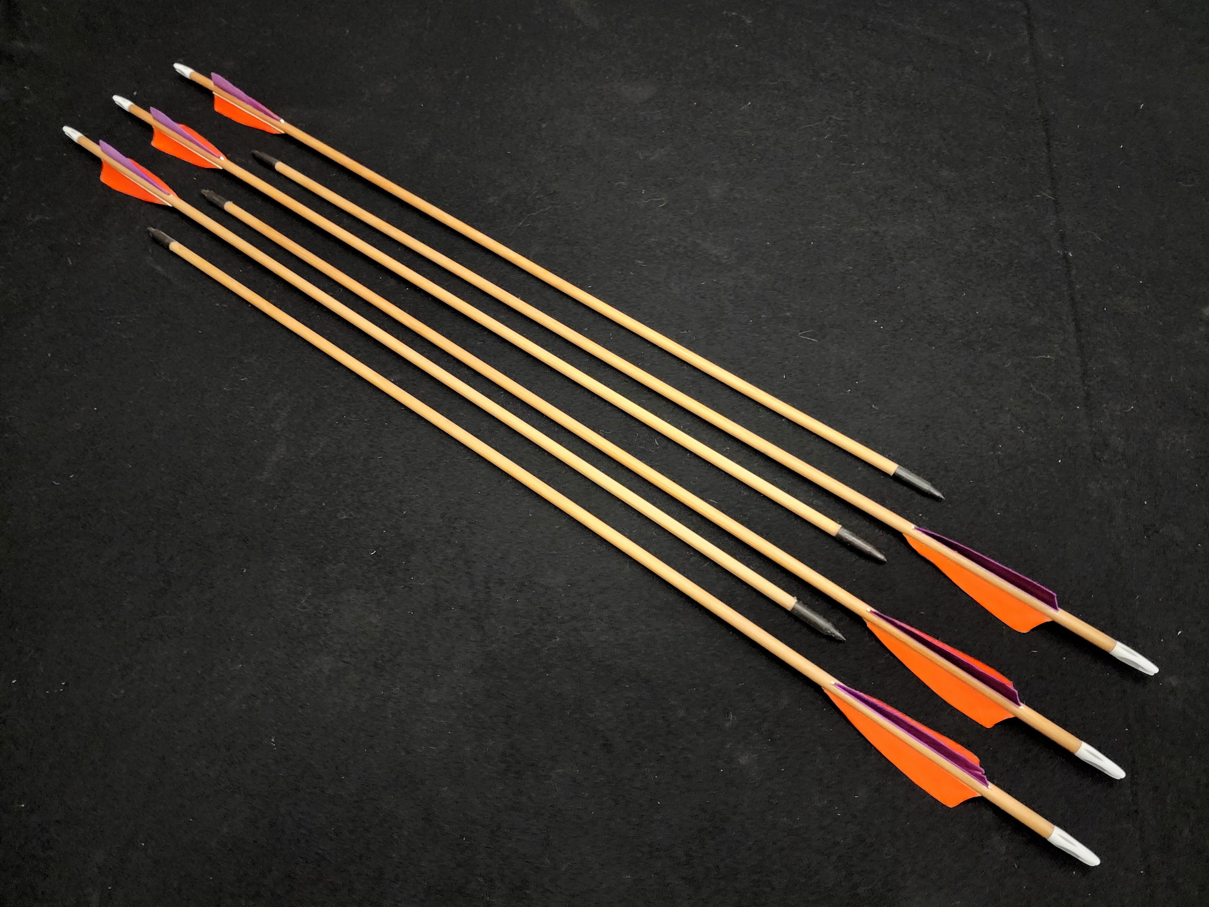 DAC Custom - Hand Fletched Target Point Arrows - Orange / Purple (40 - 45# @ 31") (Set of 6)