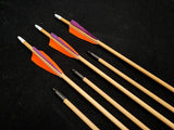 Hand Fletched Target Point Arrows - Orange / Purple (40 - 45# @ 31") (Set of 6)