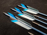 Custom - Hand Fletched Target Point Arrows - Blue / Grey Splice (30 - 35# @ 31") (Set of 6)