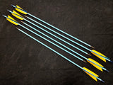 DAC Custom - Hand Fletched Target Point Arrows - Yellow / Blue Barred (40 - 45# @ 31") (Set of 6)