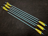Hand Fletched Target Point Arrows - Yellow / Blue Barred (40 - 45# @ 31") (Set of 6)