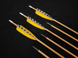 DAC Custom - Hand Fletched Target Point Arrows - Yellow / Barred (45 - 50# @ 29") (Set of 6)