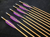 Hand Fletched Target Point Arrows - Purple / Barred (30 - 35# @ 31") (Set of 12)