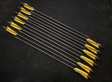 DAC Custom - Hand Fletched Target Point Arrows - Yellow / Barred (45 - 50# @ 31") (Set of 12)