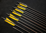 DAC Custom - Hand Fletched Target Point Arrows - Yellow / Barred (45 - 50# @ 31") (Set of 12)