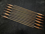 Hand Fletched Target Point Arrows - Brown / Barred (45 - 50# @ 31") (Set of 12)