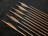 Hand Fletched Target Point Arrows - Brown / Barred (45 - 50# @ 31") (Set of 12)