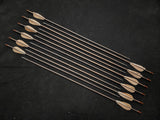 Hand Fletched Target Point Arrows - Brown / Barred (25 - 30# @ 31") (Set of 12)