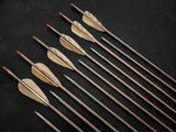 Hand Fletched Target Point Arrows - Brown / Barred (25 - 30# @ 31") (Set of 12)