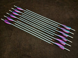 Hand Fletched Target Point Arrows - Blue / Purple (30 - 35# @ 31") (Set of 12)