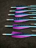 Hand Fletched Target Point Arrows - Blue / Purple (30 - 35# @ 31") (Set of 12)