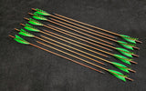 Hand Fletched Target Point Arrows - Brown / Green (25 - 30# @ 31") (Set of 12)