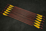 Hand Fletched Target Point Arrows - Red / Yellow (30 - 35# @ 31") (Set of 12)